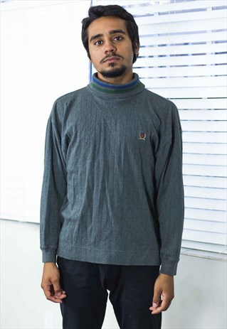 VINTAGE TOMMY HILFIGER ROLL NECK JUMPER LOGO 90S S 13.8