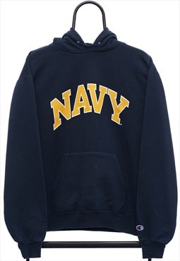 Vintage Champion Navy Graphic Hoodie Mens