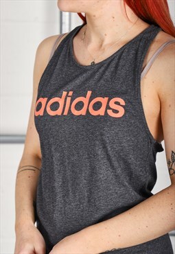 Vintage Adidas Vest in Grey Gym Sports Tank Top Small