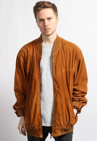 VINTAGE OVERSIZED SUEDE BOMBER JACKET