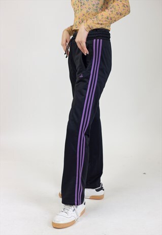 VINTAGE 90S ADIDAS BLACK AND PURPLE TRACKSUIT BOTTOMS