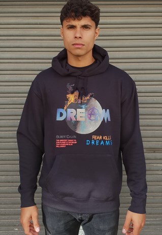GRAPHIC GALAXY PRINT HOODIE IN BLACK