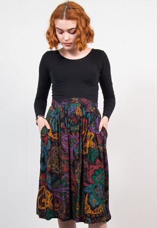 VINTAGE 90'S PAISLEY MIDI SKIRT