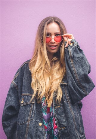 90'S UNISEX BLACK DENIM JACKET