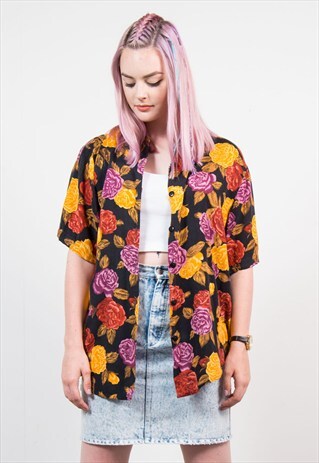 VINTAGE 90'S FLORAL PATTERN SHIRT BLOUSE