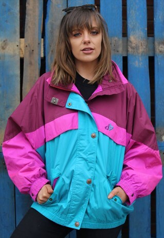VINTAGE 1990S DUBIN PINK AND GREEN FESTIVAL JACKET