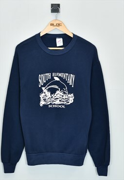 Vintage South Elementary School Sweatshirt Blue Small