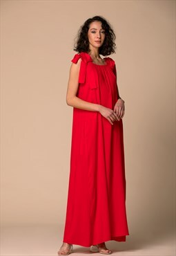 Red Maxi Dress, Boho Maxi Dress