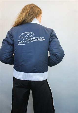 VINTAGE PUMA BLUE CONTRAST SPELL OUT JACKET