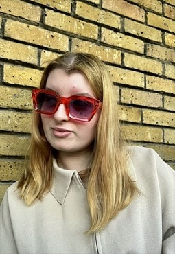 Red Big Frame Retro Sunglasses
