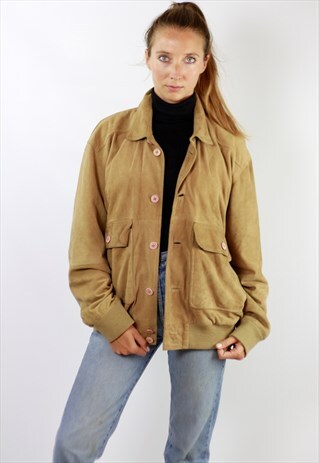 OVERSIZE SUEDE BOMBER JACKET BROWN