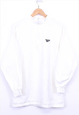Vintage Reebok Sweatshirt White Quarter Zip With Logo 90s 