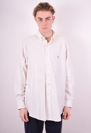 RALPH LAUREN MENS VINTAGE SHIRT XL WHITE 90'S