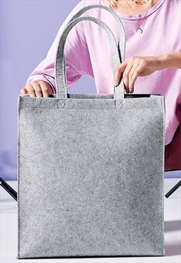 54 Floral Structured Felt Shoulder Tote Bag - Grey