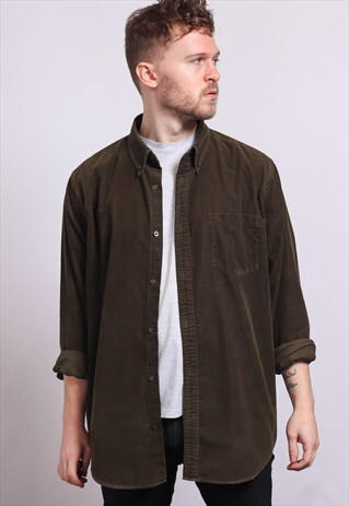 VINTAGE CORDUROY CORD SHIRT BROWN