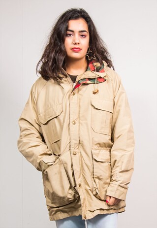 VINTAGE 90'S BEIGE WOOLRICH BLANKET LINED JACKET COAT