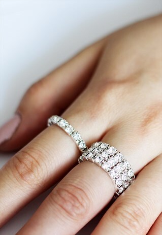 CUBIC ZIRCONIA ELASTICATED STACKABLE RINGS
