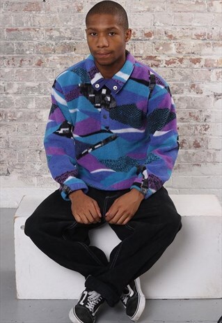 VINTAGE SERGIO TACCHINI LOGO PATTERN FLEECE BLUE