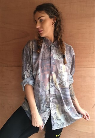 PATTERNED OVERSIZED RETRO VINTAGE UNISEX FESTIVAL SHIRT