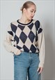 VINTAGE 90S MINIMAL ABSTRACT KNITTED WOMEN SWEATER IN GREY M