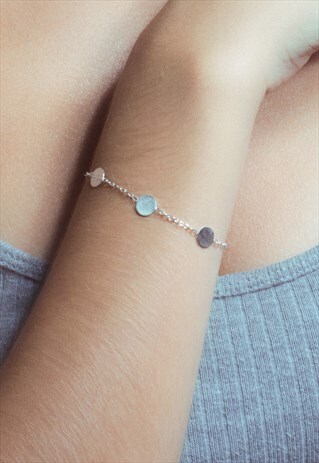 THREE SMALL CIRCLE DISC ADJUSTABLE BRACELET STERLING SILVER