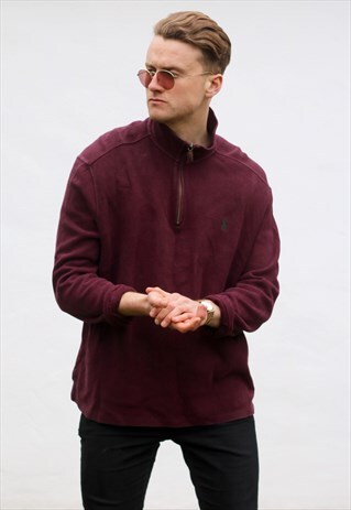 RALPH LAUREN 1/4 ZIP USA TYRIAN PURPLE SWEATSHIRT