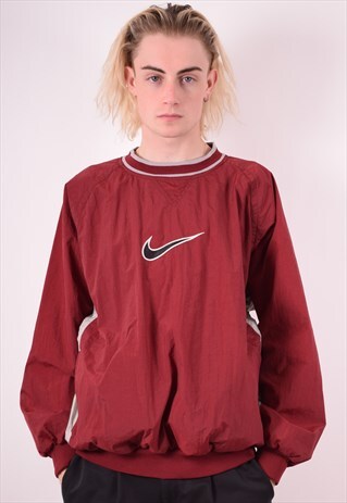 NIKE MENS VINTAGE PULLOVER JACKET LARGE MAROON 90S