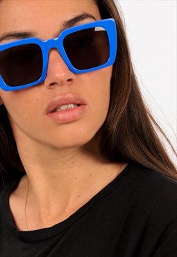 Blue havana acetate rectangular sunglasses