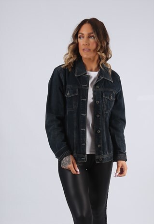 DENIM JACKET QS FITTED VINTAGE UK 12 (K95O)
