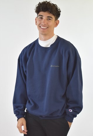 VINTAGE 90S BLUE CHAMPION CREW NECK SWEATSHIRT