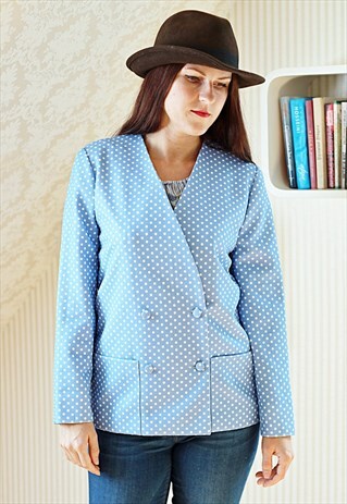 BLUE POLKA DOT VINTAGE JACKET