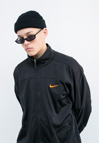 VINTAGE NIKE SPORT JACKET BLACK LOGO JACKET UNISEX 90S