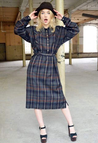 80'S VINTAGE WOOL ELEGANCE DRESS