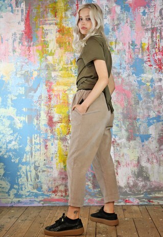 TROUSERS IN BEIGE BABY CORD