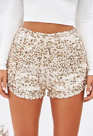 FITTED GOLD SEQUIN SHORTS