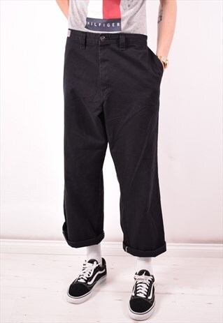 DICKIES MENS VINTAGE TROUSERS W36 L29 BLACK 90S