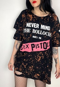 Reworked Sex Pistols bleached distressed band Shirt size