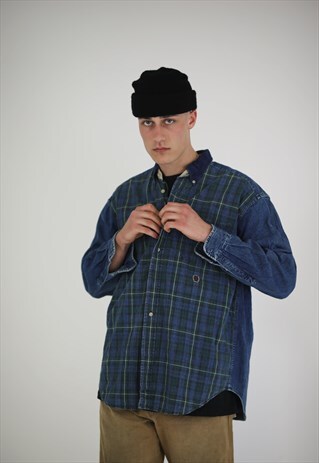 VINTAGE TOMMY HILFIGER TARTAN DENIM SHIRT
