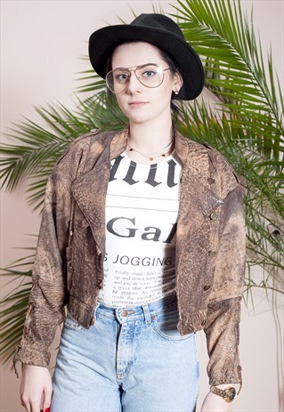 VINTAGE SOFT FAUX LEATHER BROWN JACKET