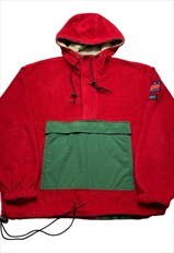 Tommy Hilfiger Outdoors Red & Green 1/4 Zip Pullover Hoodie