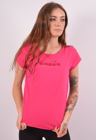 VINTAGE DIADORA T-SHIRT TOP PINK