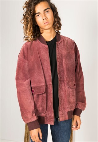 VINTAGE 80S WINTER BOMBER SUEDE JACKET / R0041