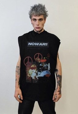 Anti war sleeveless t-shirt peace sign tank top no war vest