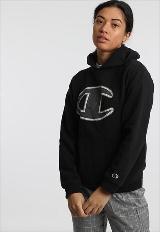 90S CHAMPION LARGE EMBROIDERED LOGO HOODIE