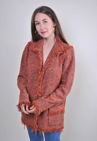 80S COLORFUL LACE BLAZER, SIZE L