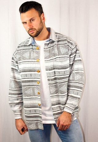 VINTAGE NAVAJO PRINT FLANNEL SHIRT