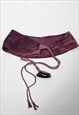 80'S PURPLE RUCHED SUEDE LADIES WIDE WAIST BELT LEATHER