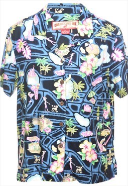 Vintage Tropical Print Hawaiian Shirt - L