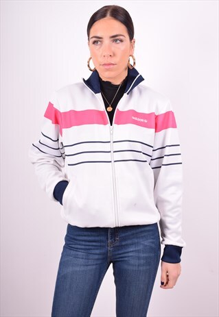 ADIDAS WOMENS VINTAGE TRACKSUIT TOP JACKET SMALL MULTI 90'S