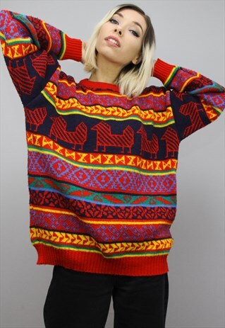 VINTAGE OVERSIZED PATTERNED JUMPER